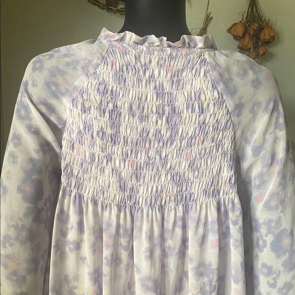 Entro Light Pastel Purple & Pink Floral Sheer Sleeve Blouse Top - Picture 11 of 15